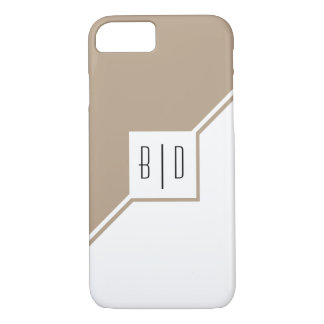 Taupe, weiße Dreiecke, monogramm moderne geometris Case-Mate iPhone Hülle