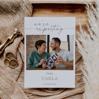 Taupe We're Expecting Pregnancy Announcement Card Einladung