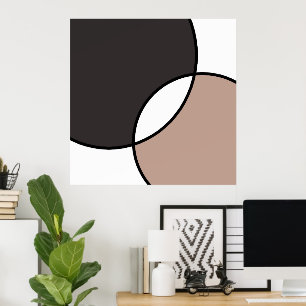 Taupe White Circles Poster