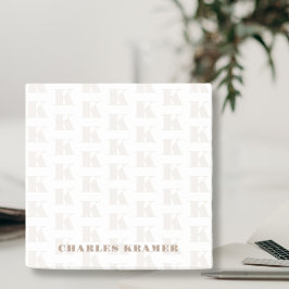 Taupe White Minimal Bold Monogram Initial Letter Post-it Klebezettel