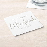 Taupe & White Minimal Script Brautparty Untersetze