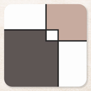 Taupe White Squares Rechteckiger Pappuntersetzer