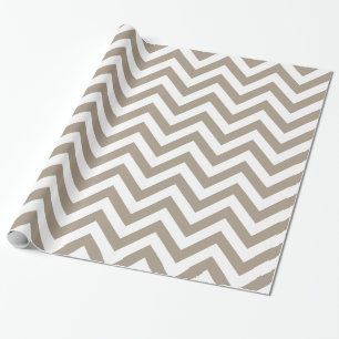 Taupe White XL Zickzack ZigZag Muster Geschenkpapier