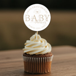 Taupe Wildflower Baby Shower Round Favor Sticker