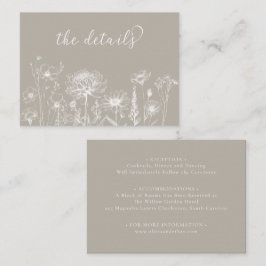 Taupe Wildflower Details Card Neutral Wedding  Begleitkarte