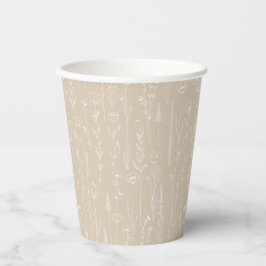 Taupe Wildflower Party Cup | Neutral Botanical Pappbecher