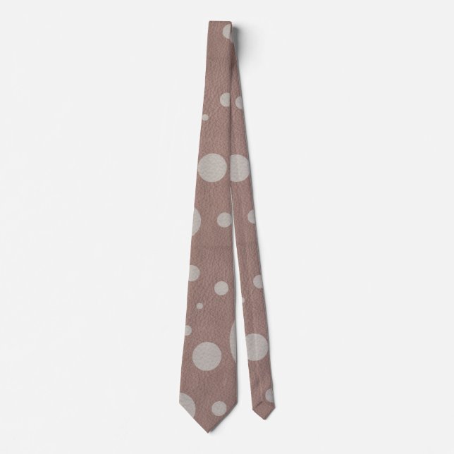 Taupe zerstreute Punkte auf Mink Leather Textur Krawatte (Vorderseite)