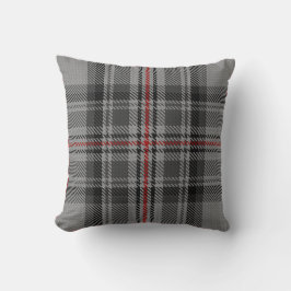 Taupegrauer schwarzer roter riesiger Tartan Kissen