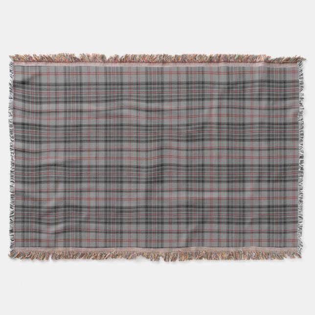 Taupegrauer schwarzer roter Tartan kariert Decke (Vorderseite)