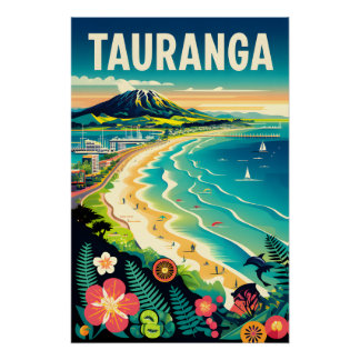 Tauranga Neuseeland Retro-Reiseposter-Kunst Poster