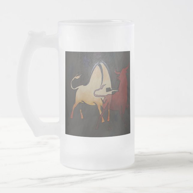Taurean Bulls Abstrakte Kunst Mattglas Bierglas (Links)