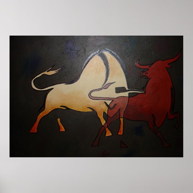 Taurean Bulls Abstrakte Kunst Poster (Vorne)