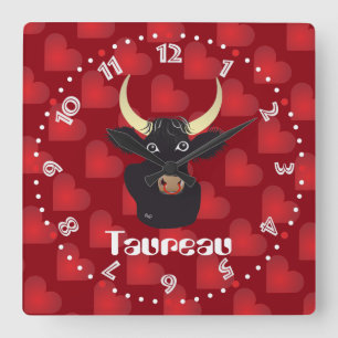 Taureau 21 avril au 20 mai Horloges Quadratische Wanduhr