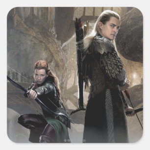 TAURIEL™ and LEGOLAS GREENLEAF™ Movie Poster 2 Quadratischer Aufkleber