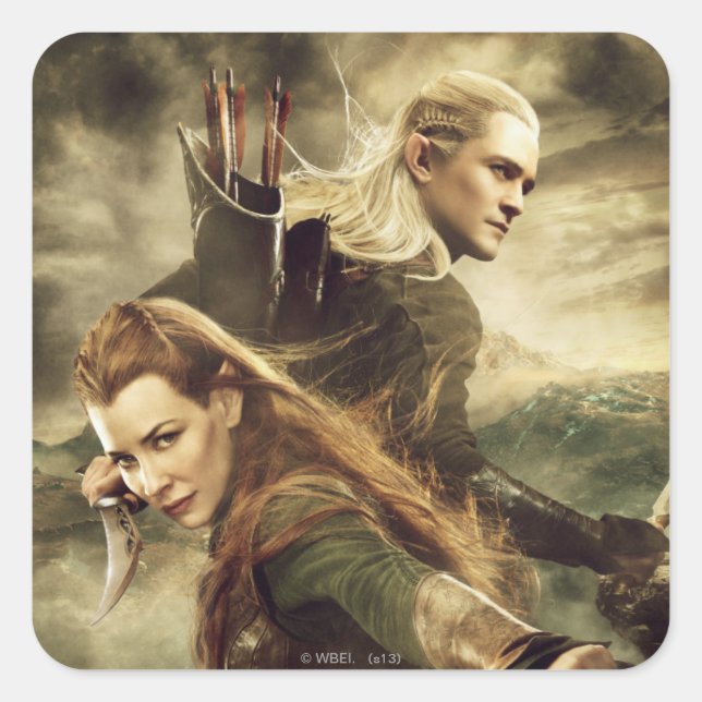TAURIEL™ And LEGOLAS GREENLEAF™ Movie Poster 3 Quadratischer Aufkleber (Vorderseite)