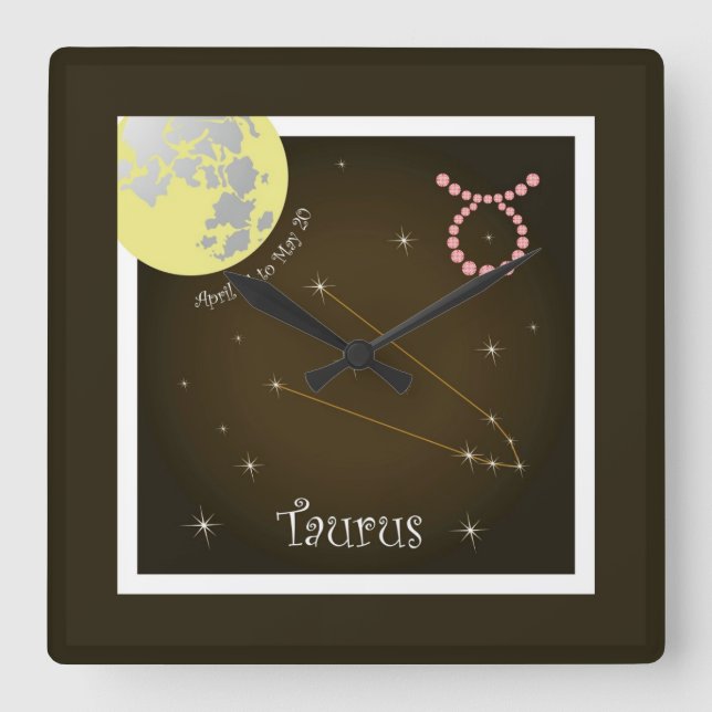 Taurus 21. April bis 20. Mai Quadratische Wanduhr (Vorderseite)