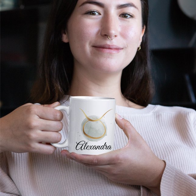 Taurus Anpassbare Wasserfarbe Zodiac Design Coffe Kaffeetasse (Von Creator hochgeladen)