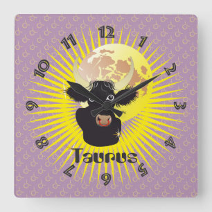 Taurus April 21 to May 20 Wall Clocks Quadratische Wanduhr