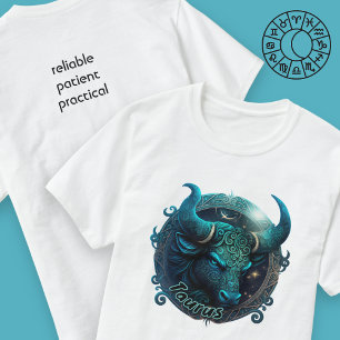 Taurus Aquamarin und Black Watercolor Zodiac Men's T-Shirt