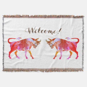 Taurus Aquarellzeichen Willkommen Decke