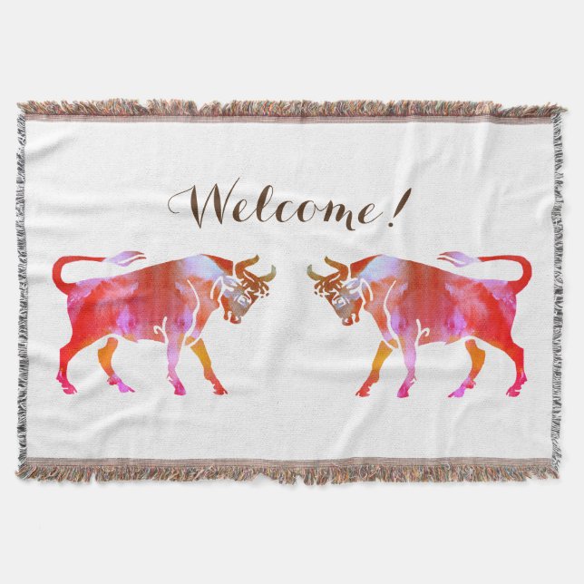 Taurus Aquarellzeichen Willkommen Decke (Vorderseite)