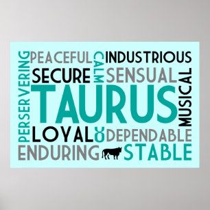 Taurus Astrologie Word Collage Print Poster