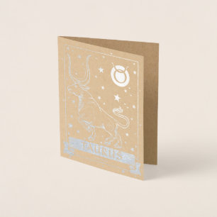 Taurus Birthday   Elegante Astrologie Zodiac Silve Folienkarte