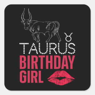 Taurus Birthday Girl Quadratischer Aufkleber