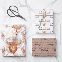 Taurus Birthday Wrapping Paper Sheets Geschenkpapier Set