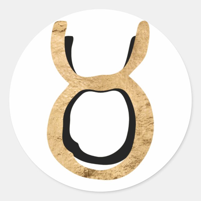 Taurus bull Hammergold Schwarzes Zodiaksymbol Runder Aufkleber (Vorderseite)