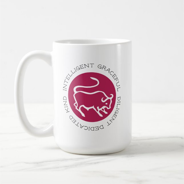 Taurus Bull Logo Zodiac Star Signature Astrologie Kaffeetasse (Links)