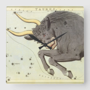 Taurus Bull, Vintager Sternbild Urania Quadratische Wanduhr