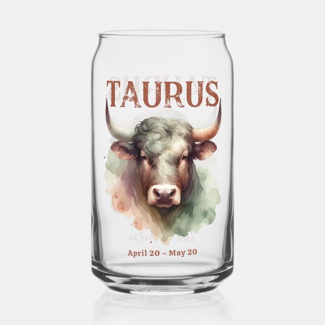 Taurus Bull Watercolor Zodiac Sign Birthday Dosenglas (Vorderseite)