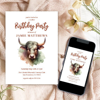 Taurus Bull Zodiac Sign Themed Geburtstagsparty Einladung
