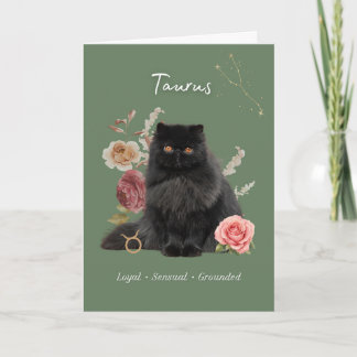 Taurus Cat Birthday Card Karte