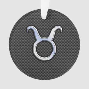 Taurus Chrome like Zodiac Sign on Carbon Fibre Ornament