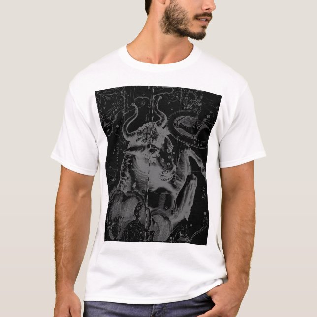 Taurus Constellation Hevelius 1690 auf Schwarz T-Shirt (Vorderseite)