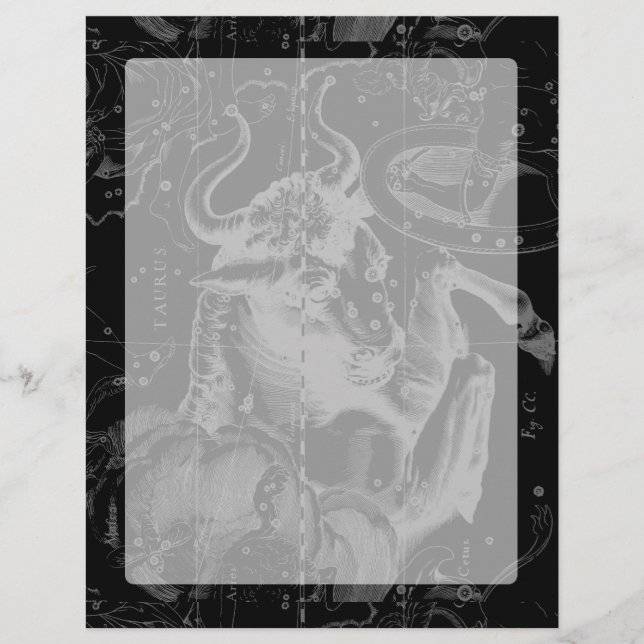 Taurus Constellation Karte Hevelius 1690 auf Schwa (Vorderseite)