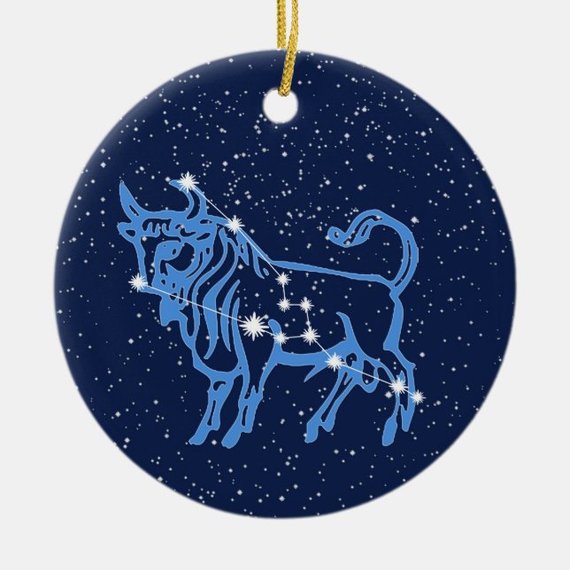 Taurus Constellation & Zodiac Sign with Stars Keramik Ornament (Vorne)