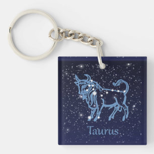 Taurus Constellation & Zodiac Sign with Stars Schlüsselanhänger