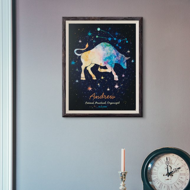 Taurus Constellation Zodiac Watercolor Star Galaxy Poster (Von Creator hochgeladen)