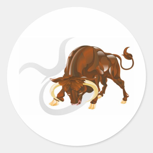 Taurus den Stern oder das Geburtszeichen. Runder Aufkleber (Vorderseite)