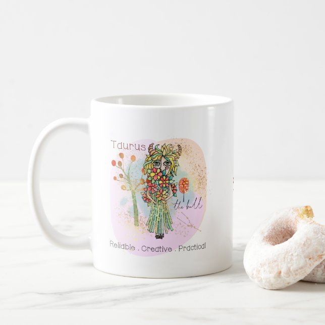 Taurus Der Name des Bull Zodiac Kaffeetasse (Mit Donut)