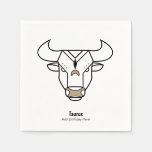 Taurus der Stier Schwarzes Gold personalisiert zod Serviette