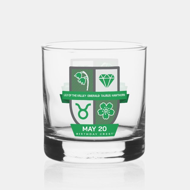 Taurus Geburtstagswappen™ für 1.-20. Mai Whiskyglas (Vorderseite)
