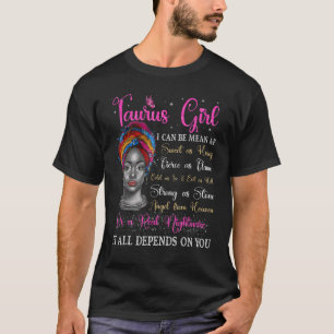 Taurus Girl Black Queen Zodiac Geburtstag Afro Nat T-Shirt