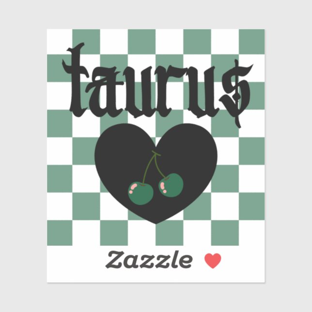 Taurus Gothic ästhetic Checkered Cherry Art Aufkleber (Blatt)