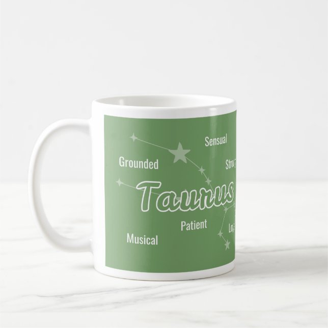 Taurus Green Pink Astrologie Zodiac Zeichen Kaffeetasse (Links)