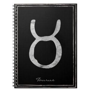 Taurus Hammersilber Stilisierte Astrologie-Symbol Notizblock