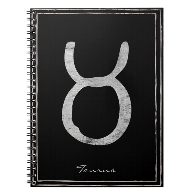 Taurus Hammersilber Stilisierte Astrologie-Symbol Notizblock (Vorderseite)